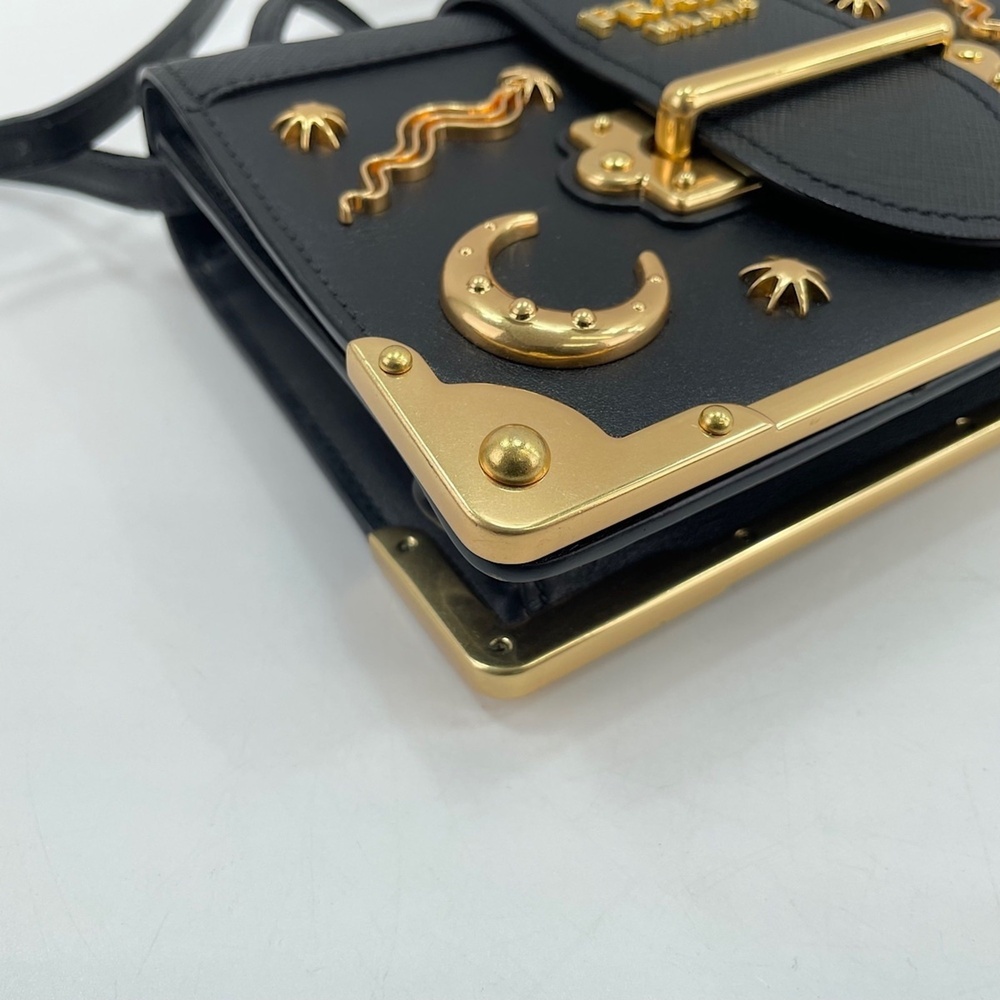 Prada Cahier Studded Shoulder Bag, Black - Picture 8 of 12